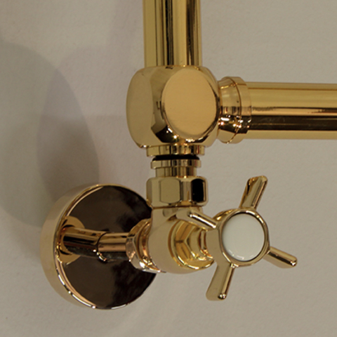 IRSAP Minuette chrómový kúpeľňový radiátor detail - zlato IRSAP Minuette chrómový kúpeľňový radiátor detail - zlato
